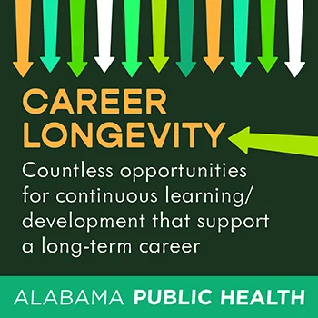 image that reads: Career Longevity - Countless opportunities for continuous learning/development that support a long-term career