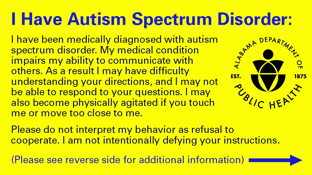 autism spectrum disorder card