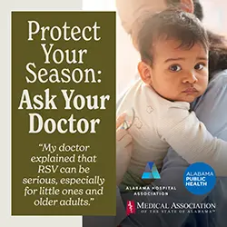 image of a mother and a child with text that reads Protect Your Season: Ask Your Doctor