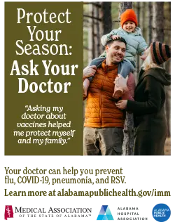 image of a poster with a family with text that reads Protect Your Season: Ask Your Doctor