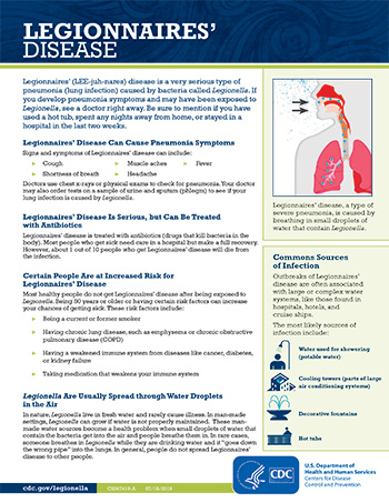 image of a CDC Legionnaires' Disease flyer
