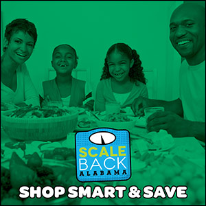 Image of a family sitting at a table eating