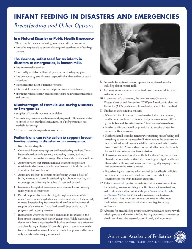 Infant Feeding in Disasters Brochure 2020