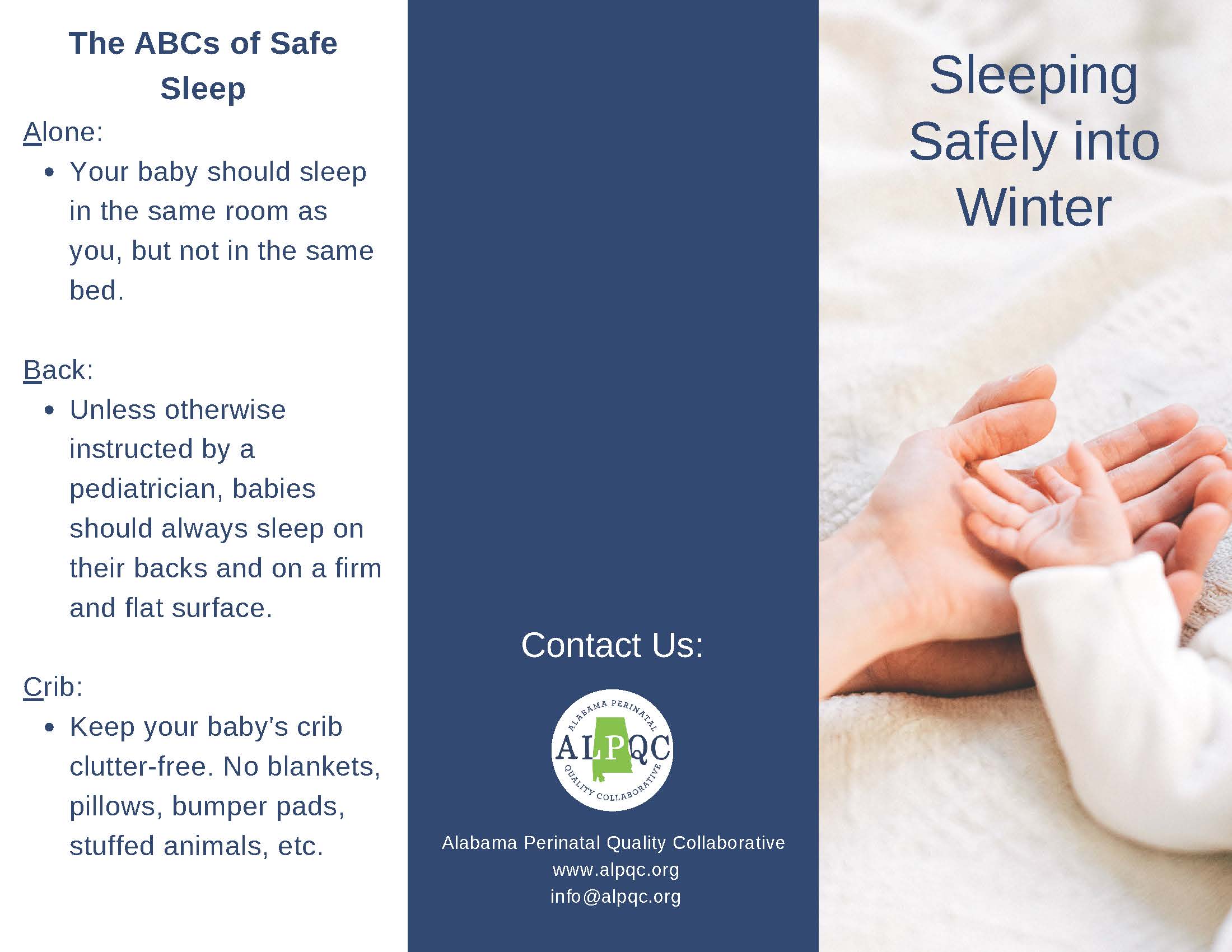 image of three hands - a man's hand holding a woman's hand holding a baby's hand