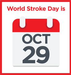 Image of a calendar on October 29. text: World Stroke Day is October 29.