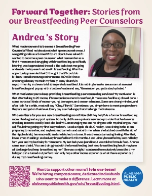 image of a flyer featuring peer counselor Andrea